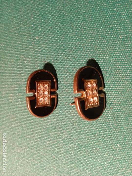 Vintage: PENDIENTES DE PINCHO CON ESMALTE Y PEDRERIA - Foto 1