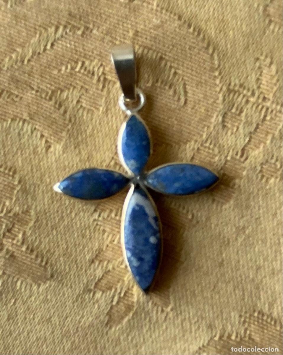 Vintage: CRUZ CE PLATA Y LAPISLAZULI - Foto 2