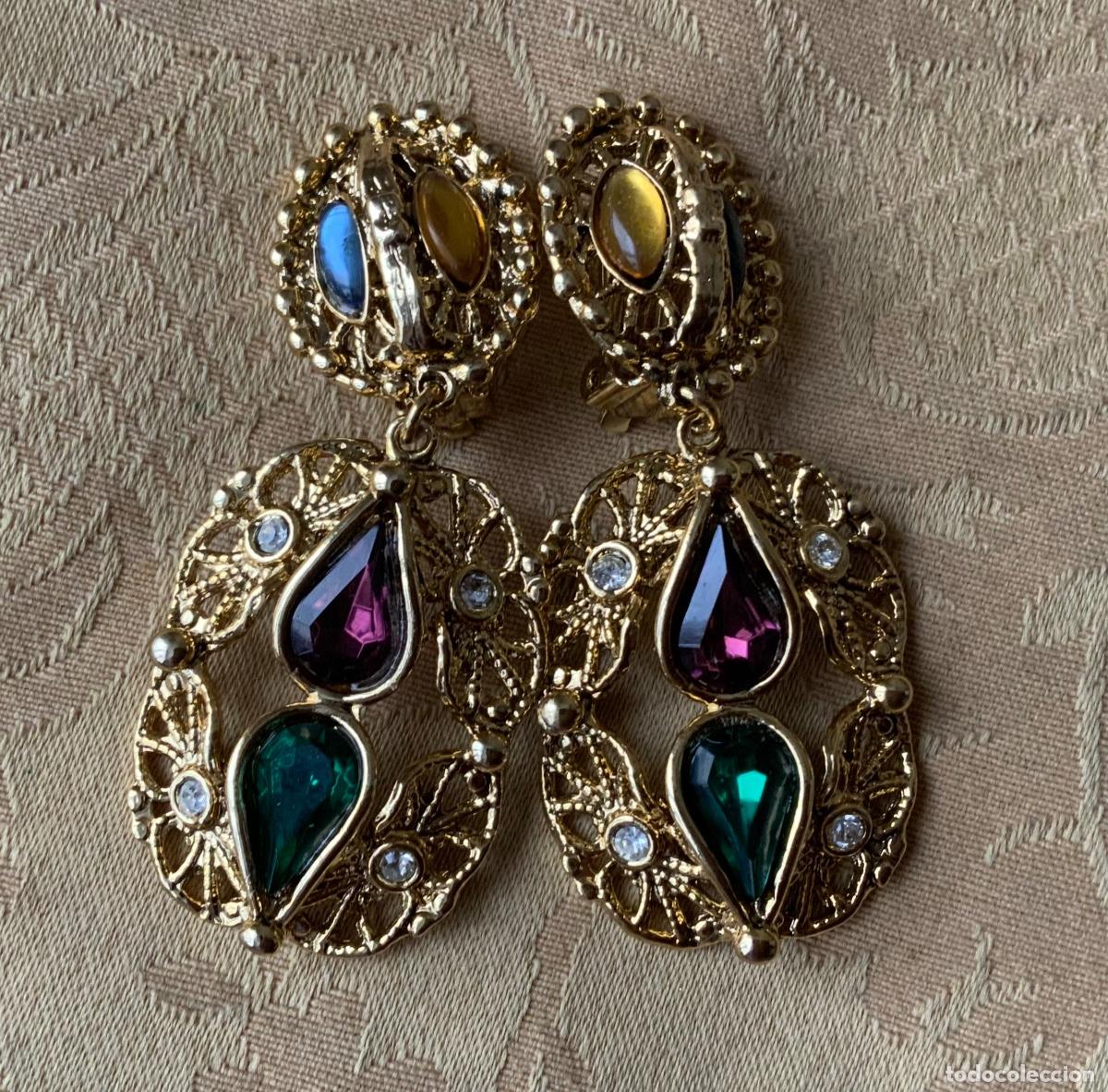 Vintage: PENDIENTES VINTAGE MARCA PG 7 CM LARGO - Foto 1