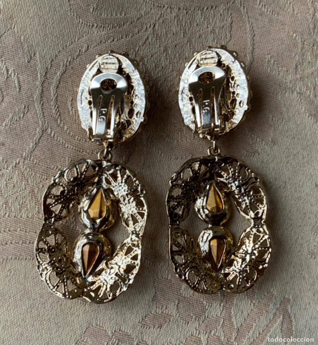 Vintage: PENDIENTES VINTAGE MARCA PG 7 CM LARGO - Foto 6
