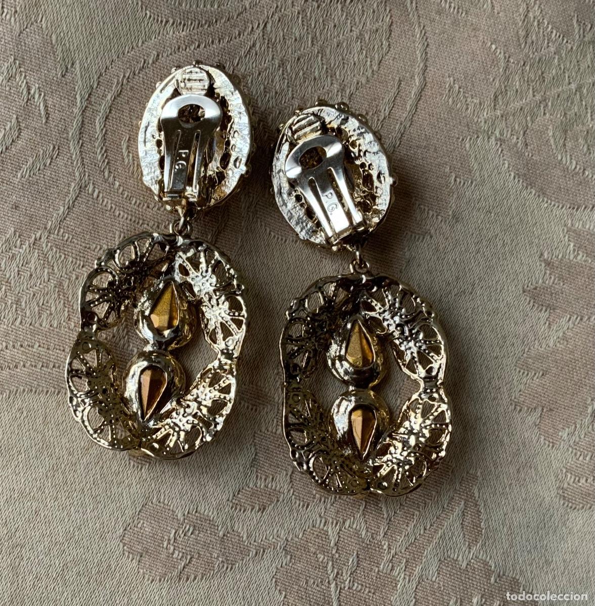 Vintage: PENDIENTES VINTAGE MARCA PG 7 CM LARGO - Foto 8
