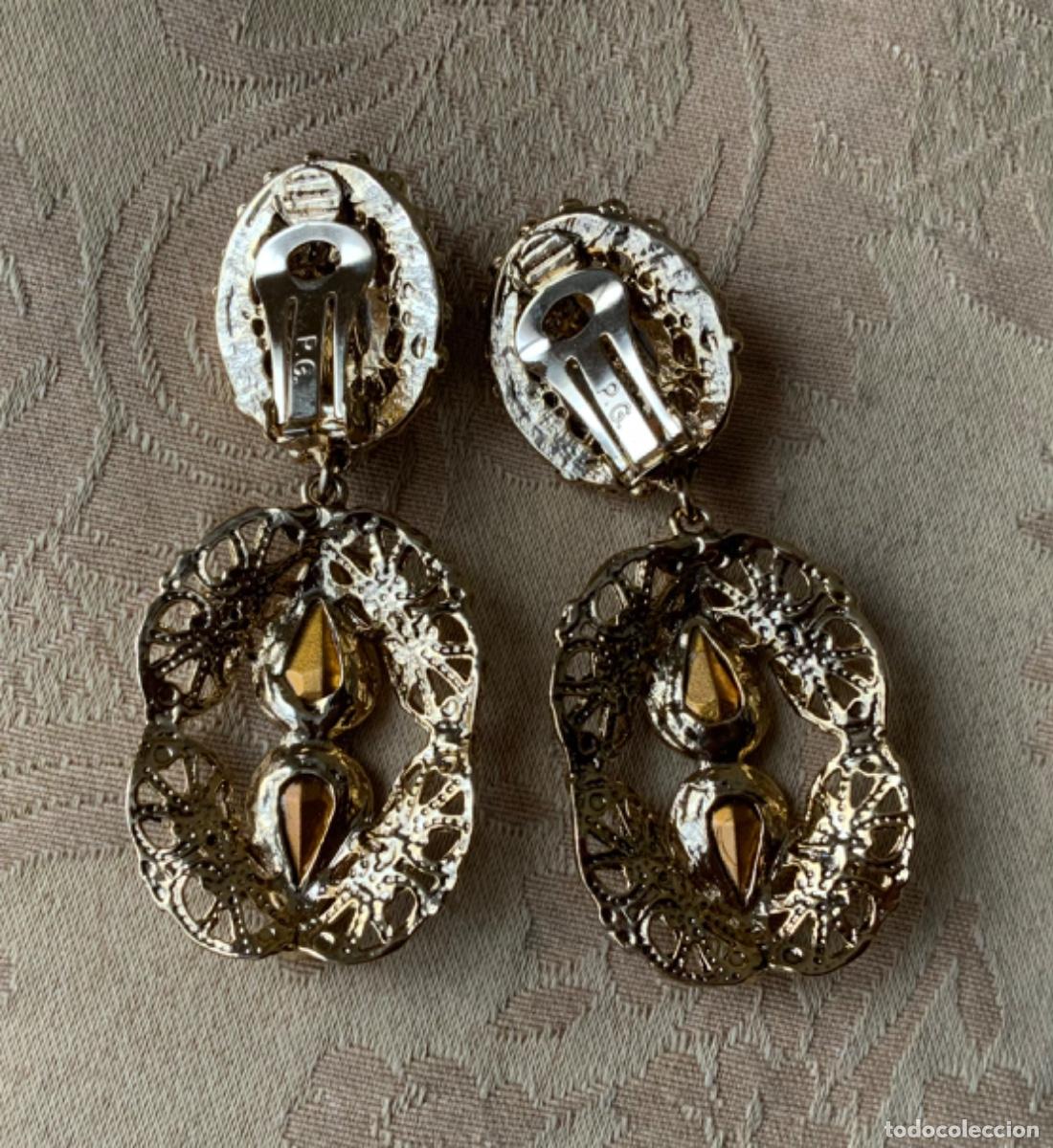 Vintage: PENDIENTES VINTAGE MARCA PG 7 CM LARGO - Foto 9