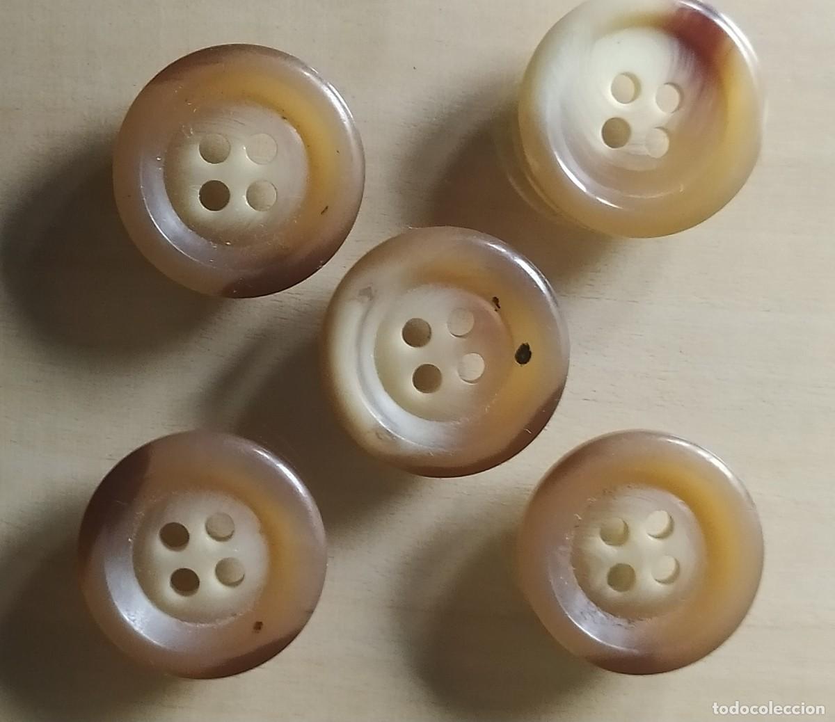 Vintage: 5 botones de pasta marrones - Foto 1