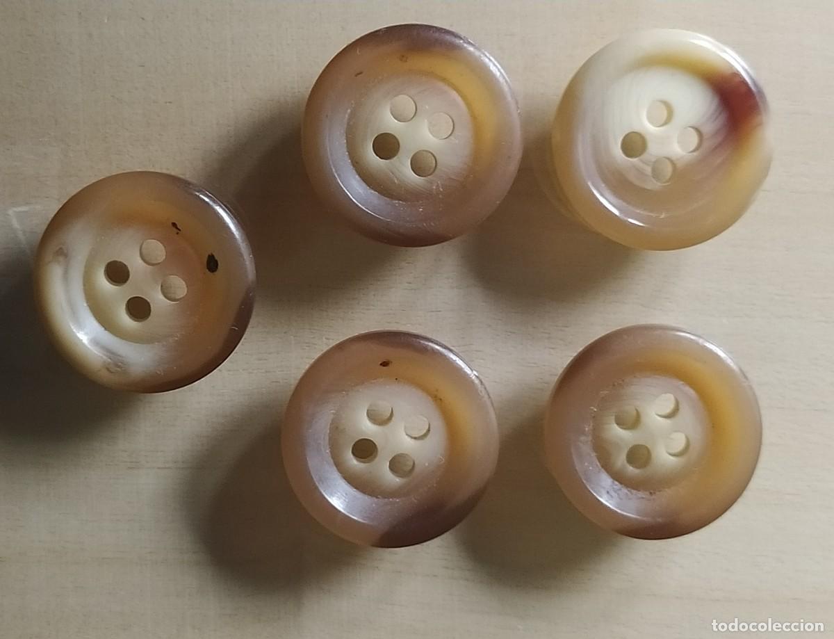 Vintage: 5 botones de pasta marrones - Foto 2