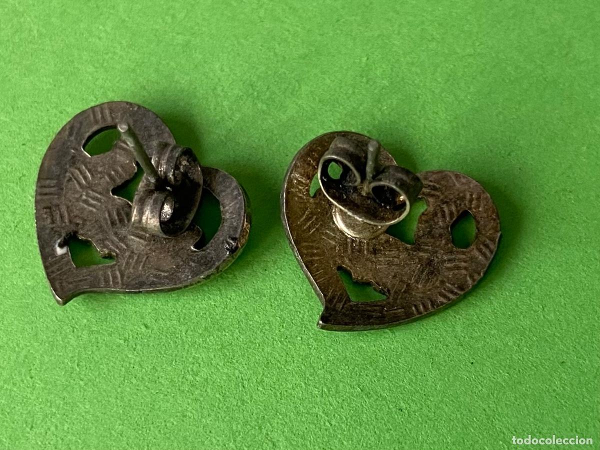 Vintage: 170-Pendientes vintage cloisonne corazones. - Foto 3