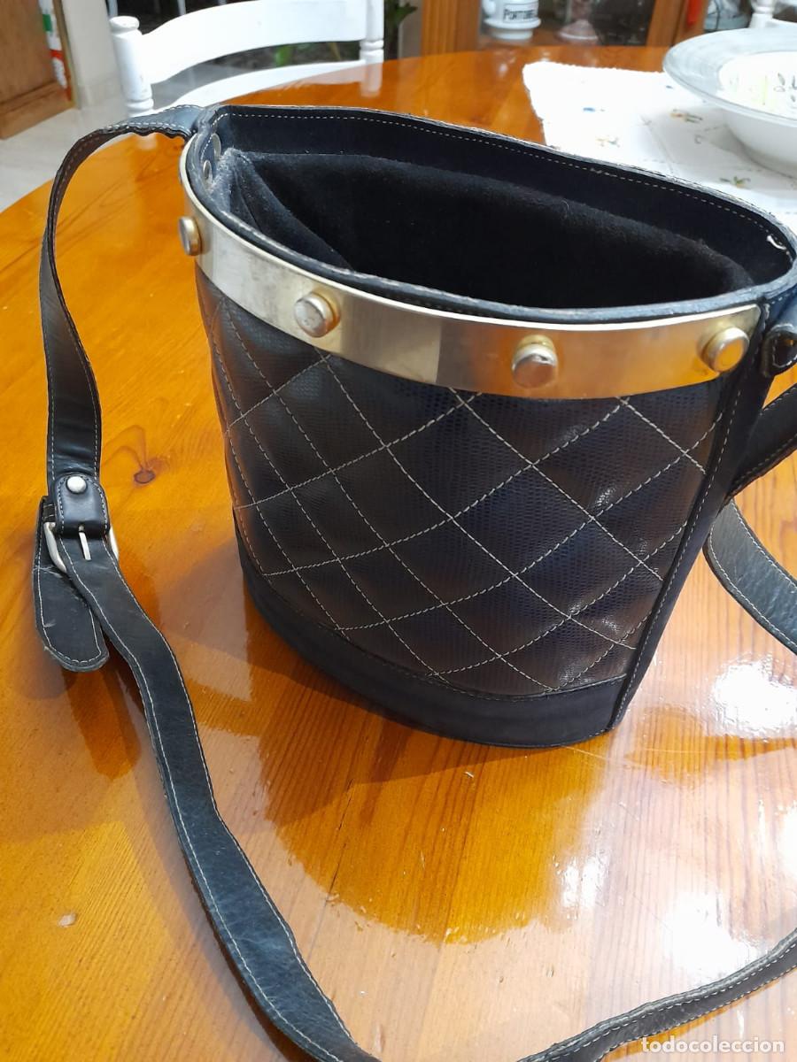 Vintage: Bolso de piel azul oscuro - Foto 1