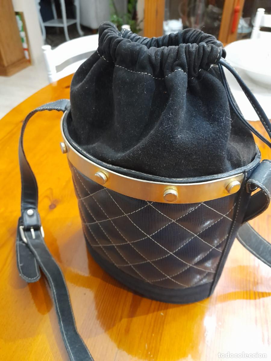 Vintage: Bolso de piel azul oscuro - Foto 2