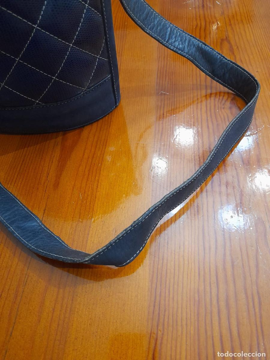 Vintage: Bolso de piel azul oscuro - Foto 4