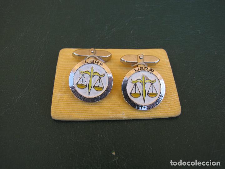 Vintage: 71.- Gemelos esmalte zodiaco. Libra - Foto 1