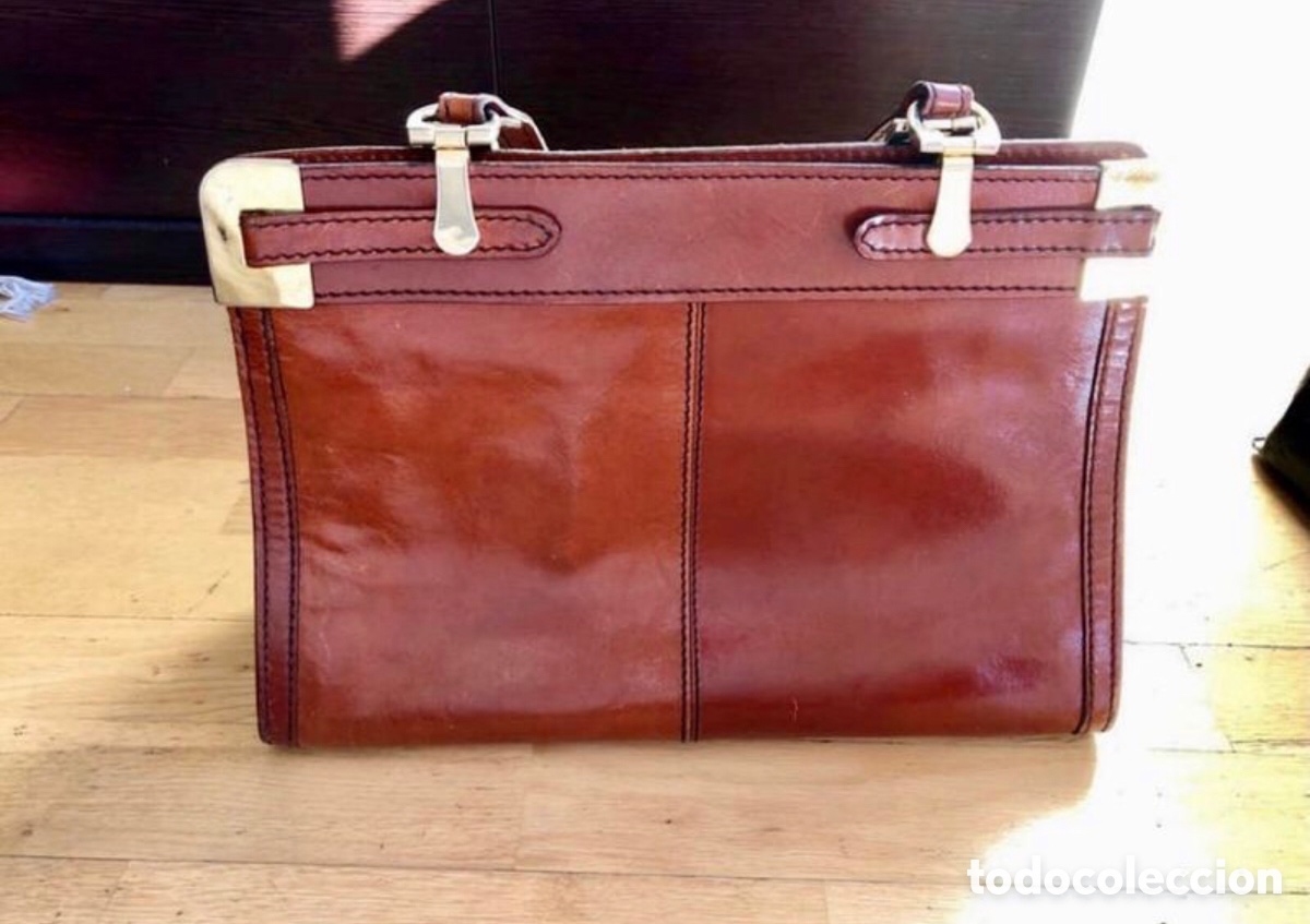 Vintage: Bolso piel marr&oacute;n. ASM - Foto 2