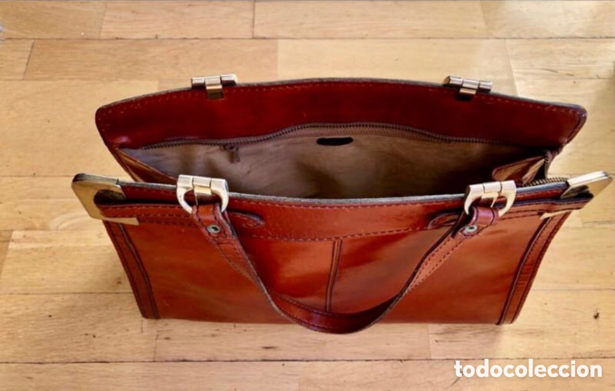 Vintage: Bolso piel marr&oacute;n. ASM - Foto 4