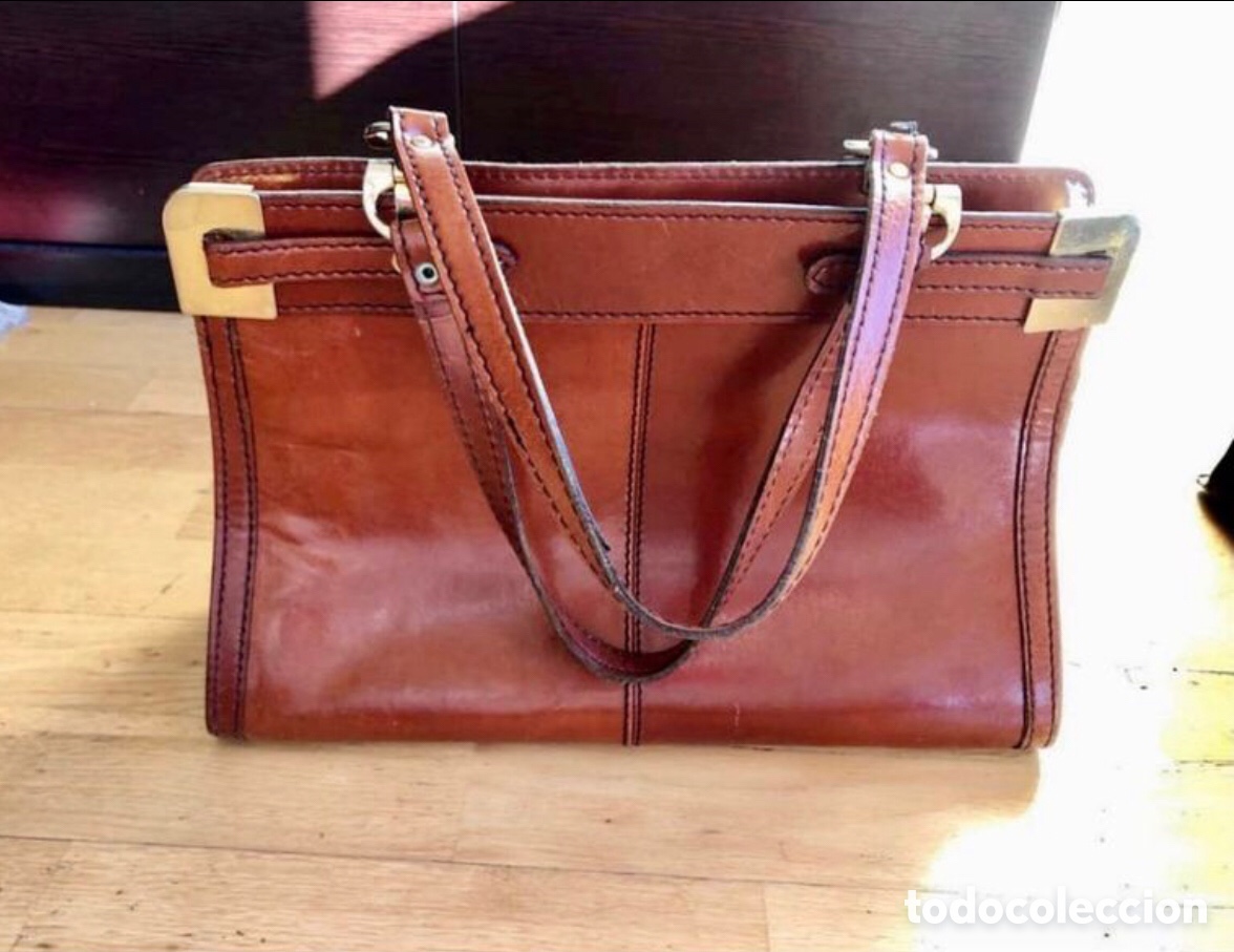 Vintage: Bolso piel marr&oacute;n. ASM - Foto 1