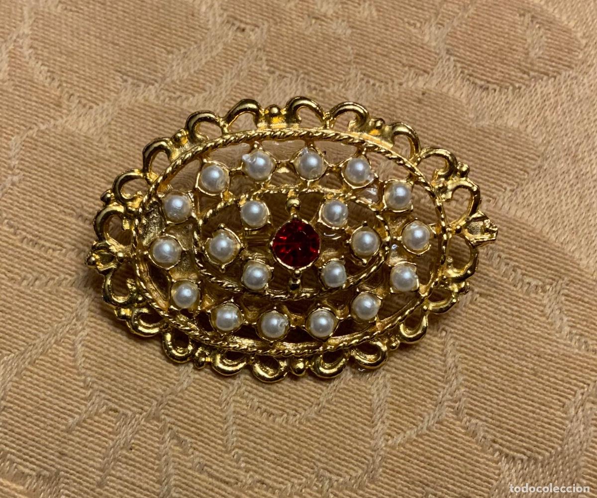 Vintage: BROCHE VINTAGE DORADO CON PERLAS - Foto 1