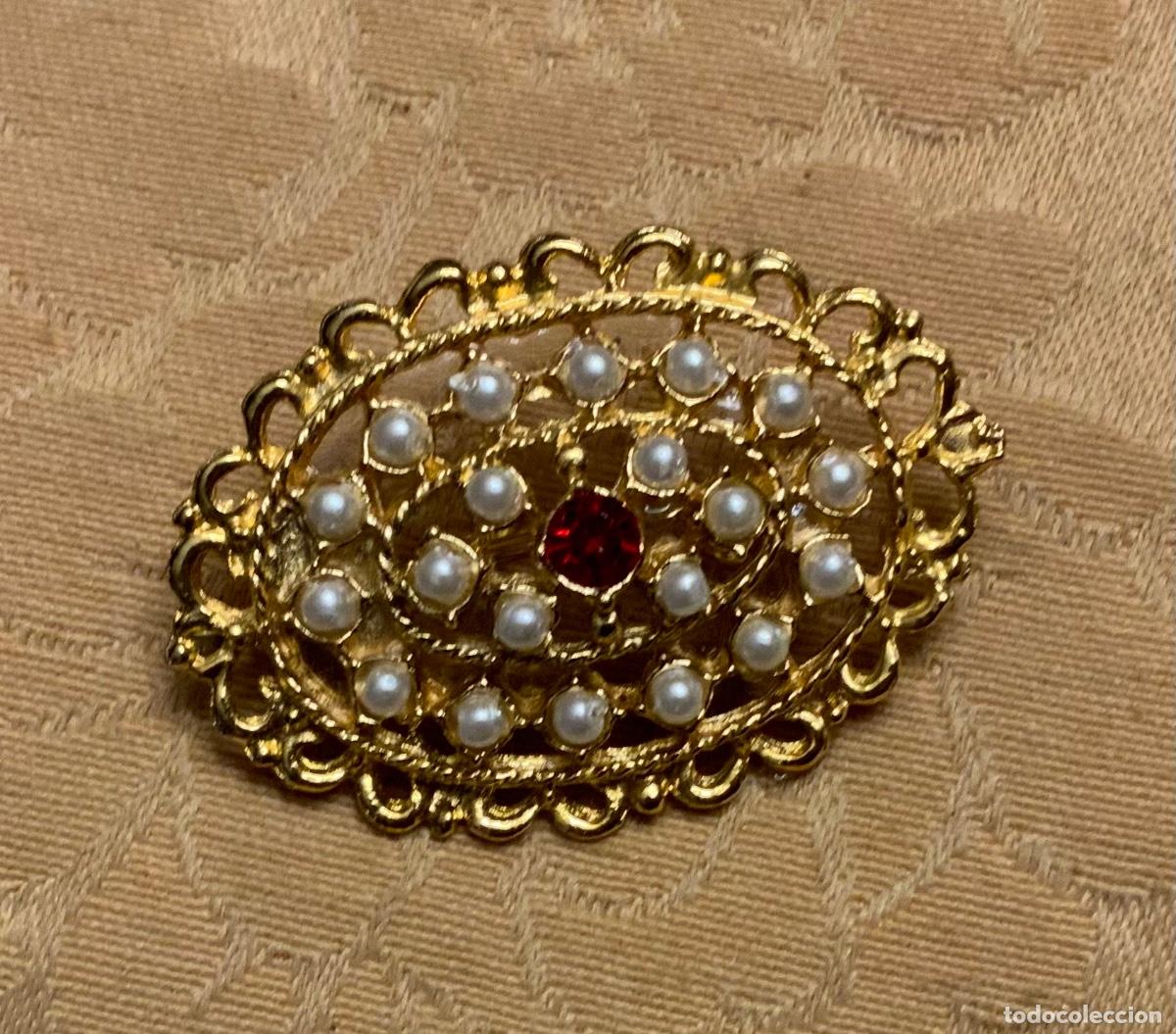 Vintage: BROCHE VINTAGE DORADO CON PERLAS - Foto 2