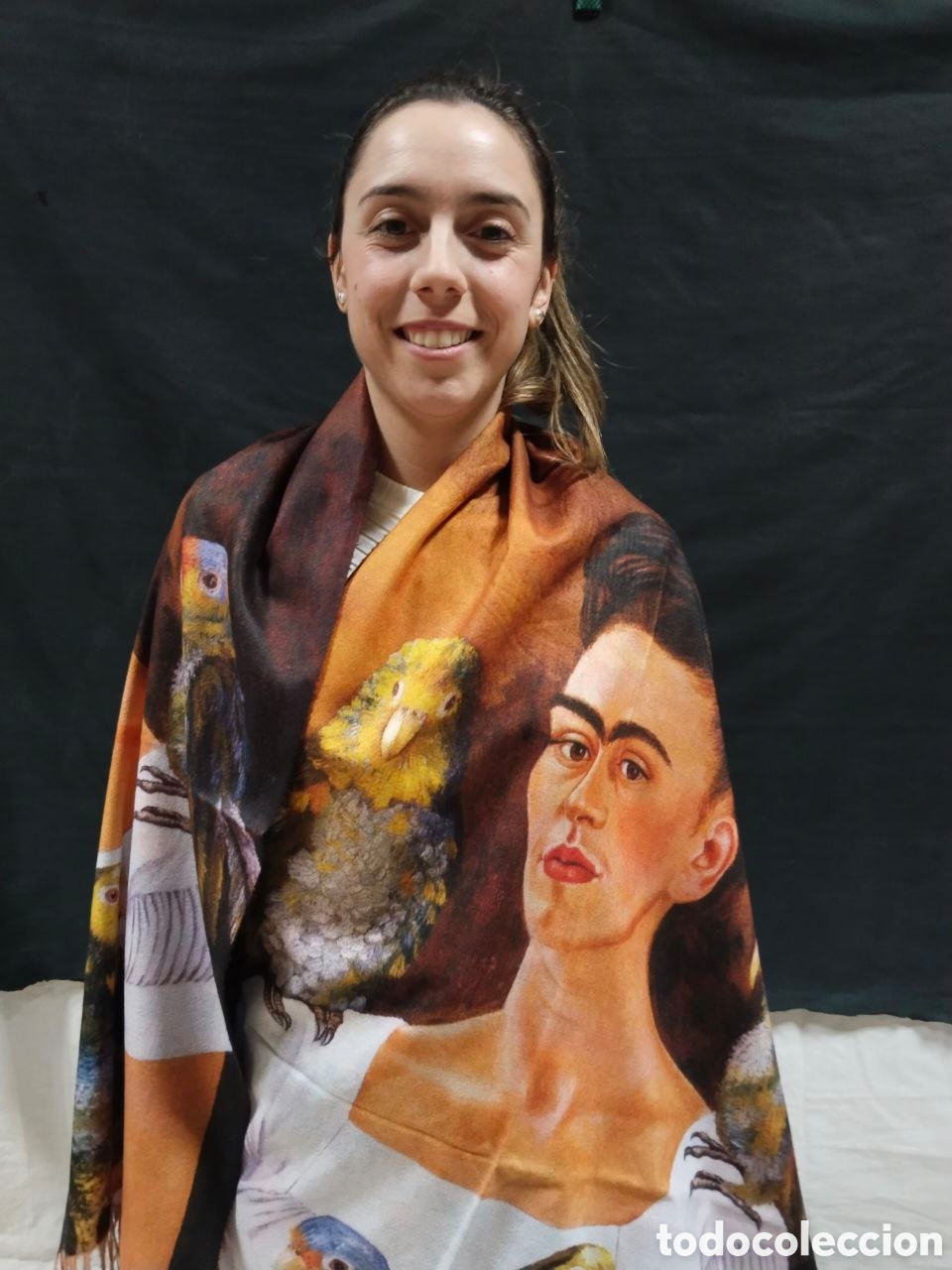 Vintage: Chal de cachemira - Frida Kahlo con loros - Foto 2