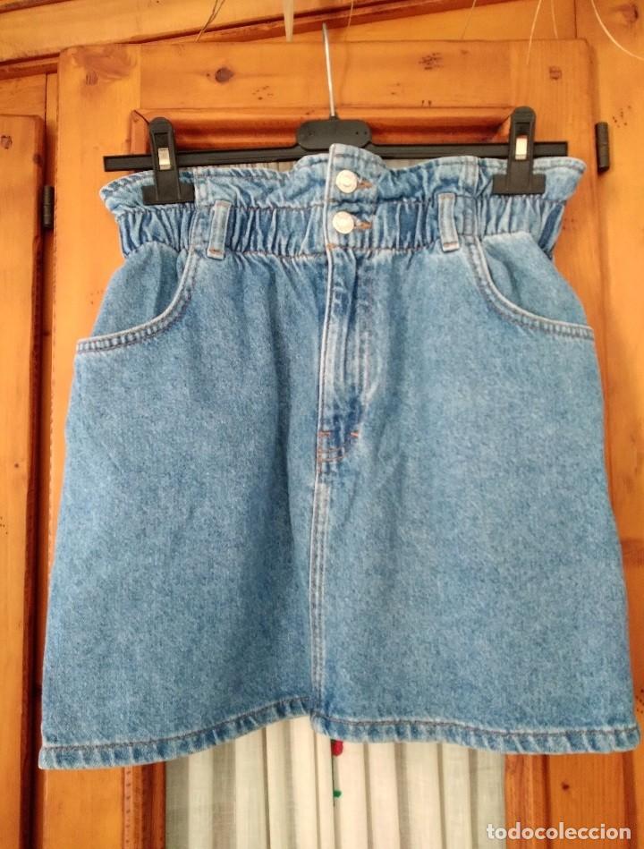 Vintage: Minifalda vaquera talla M cintura el&aacute;stica Pull&Bear - Foto 1