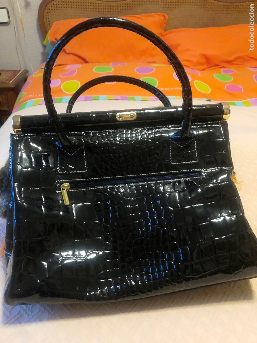 Vintage: BOLSO , charol grabado- - Foto 3