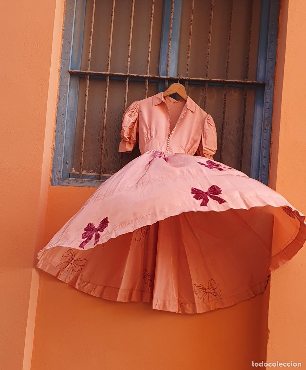 Vintage: Vestido de seda fresa - Foto 1