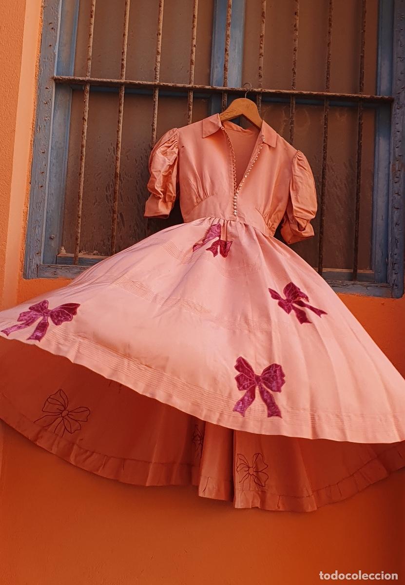 Vintage: Vestido de seda fresa - Foto 3