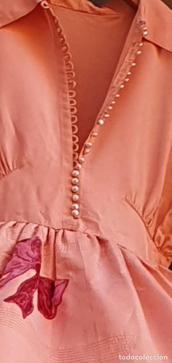 Vintage: Vestido de seda fresa - Foto 4
