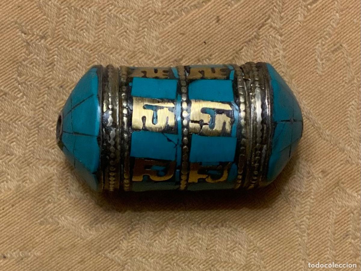 Vintage: ABALORIO TIBETANO RUEDA DE ORACION TURQUESA - Foto 1