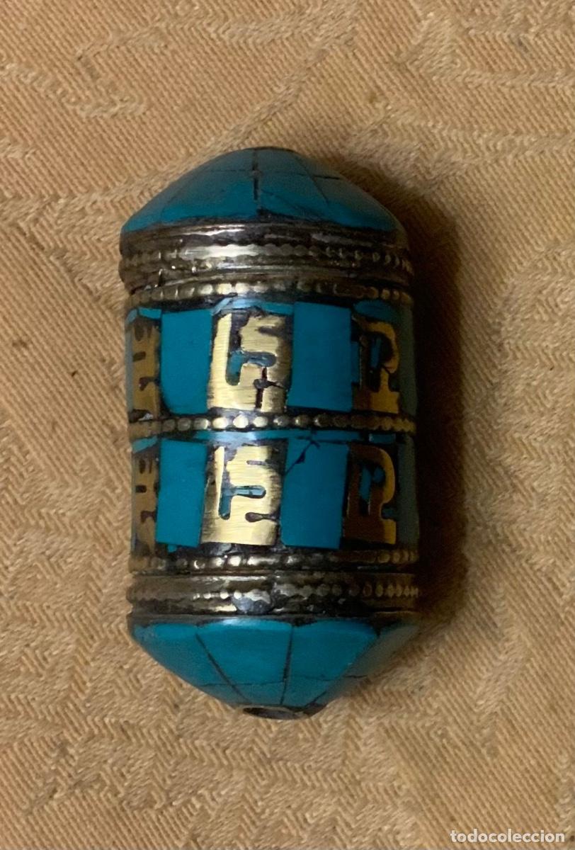 Vintage: ABALORIO TIBETANO RUEDA DE ORACION TURQUESA - Foto 2