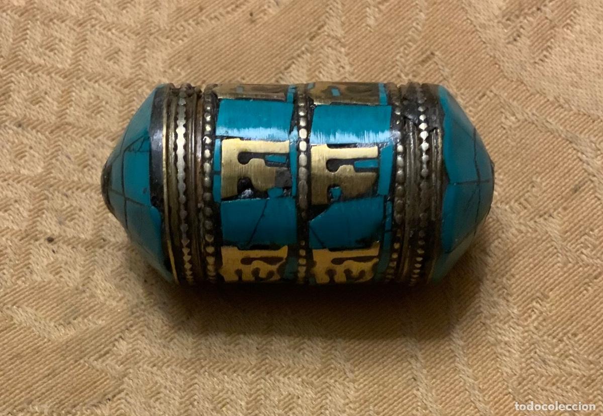 Vintage: ABALORIO TIBETANO RUEDA DE ORACION TURQUESA - Foto 3