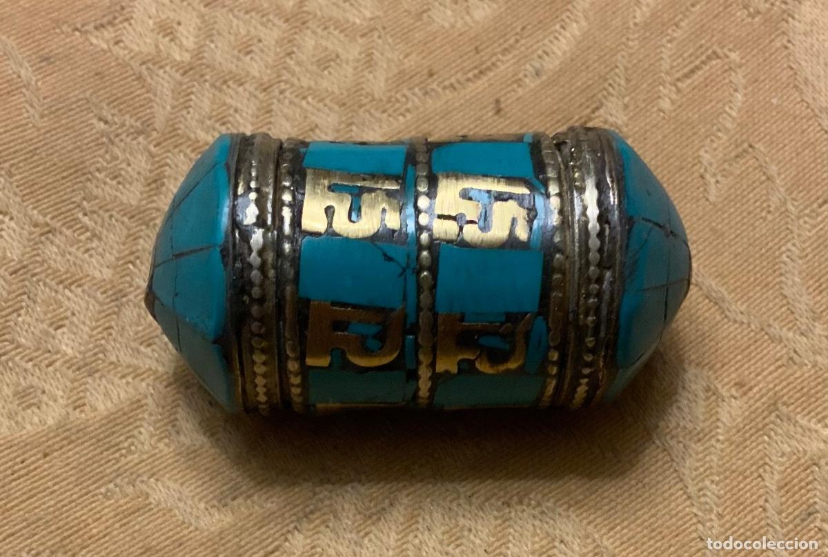 Vintage: ABALORIO TIBETANO RUEDA DE ORACION TURQUESA - Foto 4