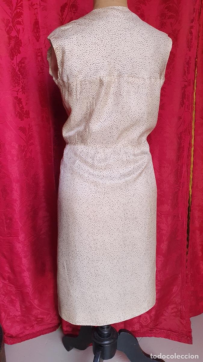 Vintage: Vestido camisero de seda con topitos - Foto 3