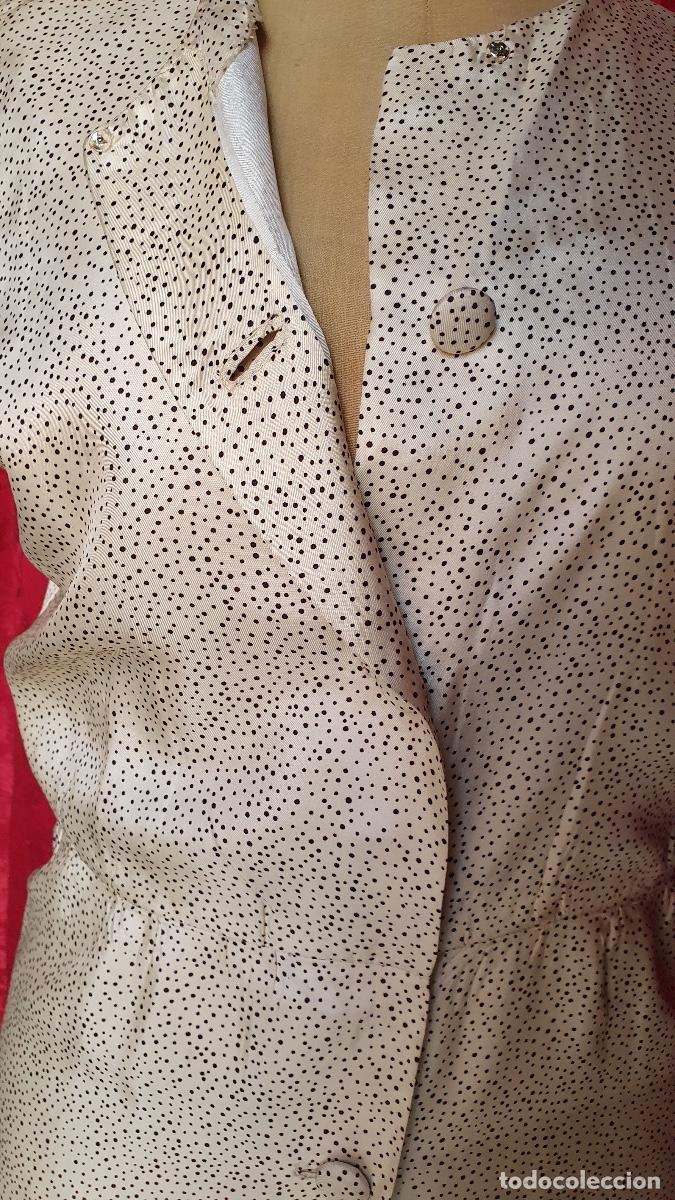 Vintage: Vestido camisero de seda con topitos - Foto 4