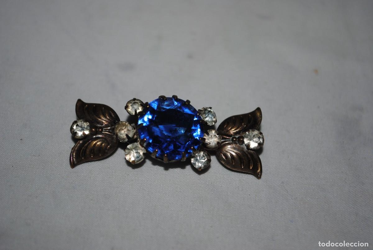 Vintage: BROCHE ANTIGUO CON GEMA AZUL CIELO . - Foto 1