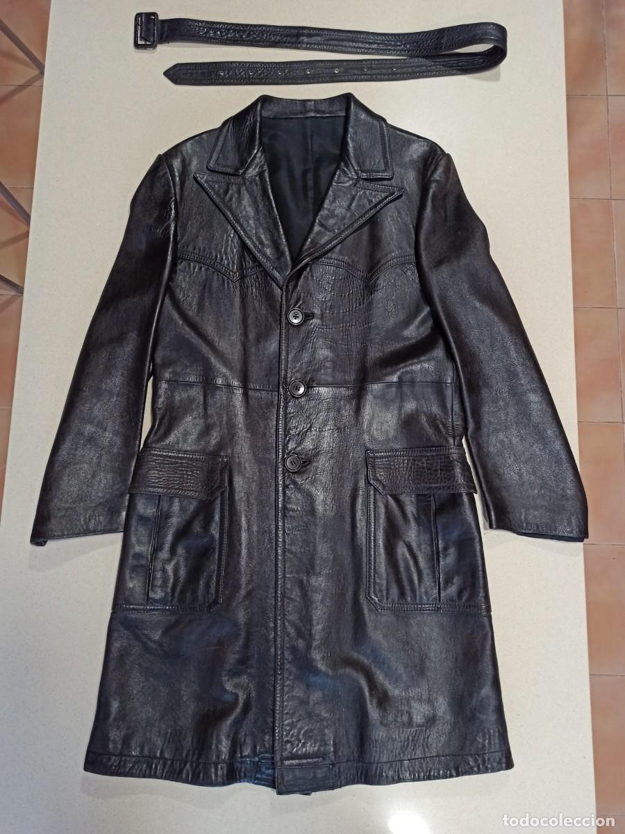 Vintage: ABRIGO CUERO/PIEL ESTILO SS GESTAPO - Foto 1