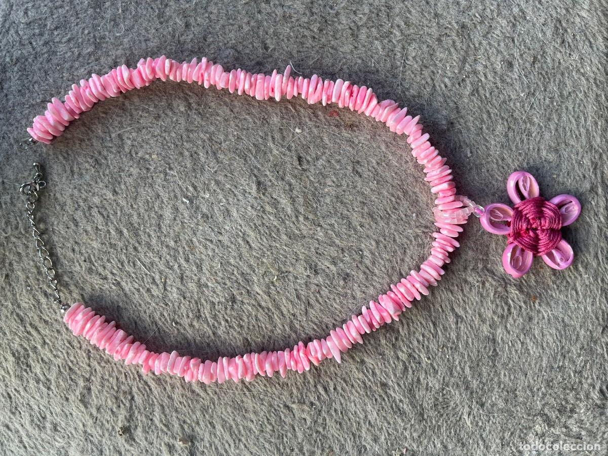 Vintage: COLLAR ROSA HECHO CON CONCHITAS - Foto 1