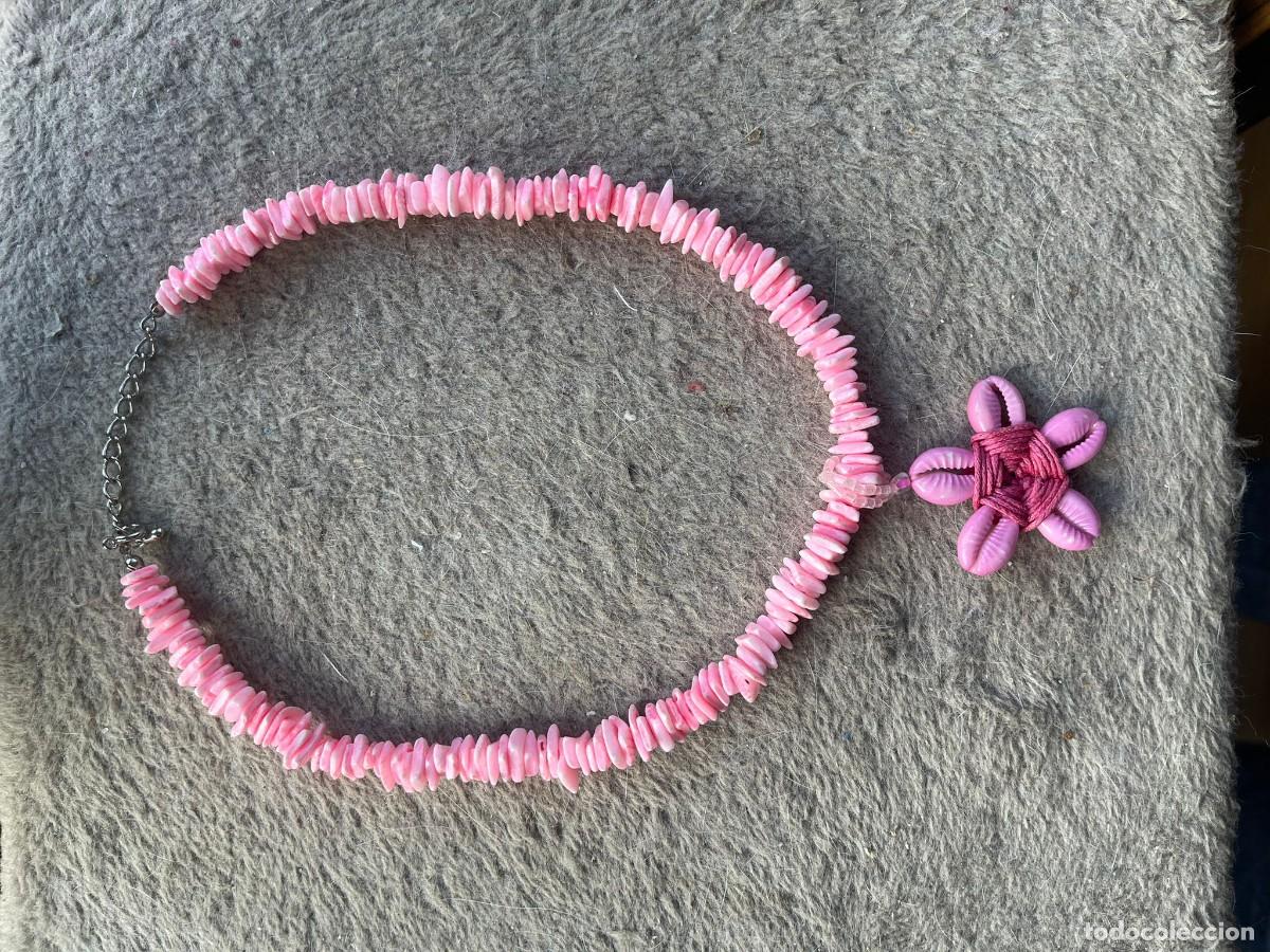 Vintage: COLLAR ROSA HECHO CON CONCHITAS - Foto 2
