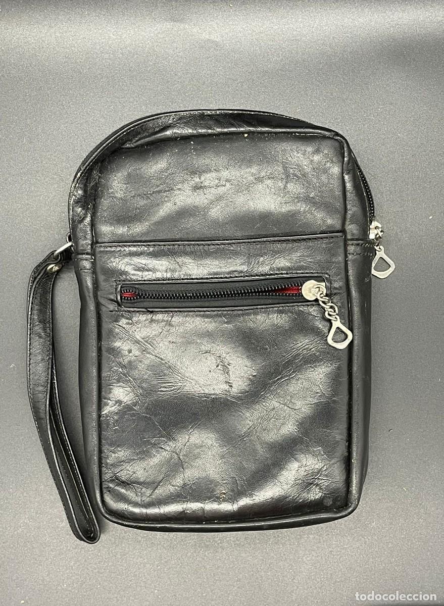Vintage: BOLSO DE MANO DE PIEL NEGRO DECADA DE LOS 80 - Foto 1