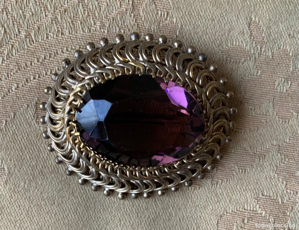 Vintage: ANTIGUO BROCHE CRISTAL MORADO - Foto 1