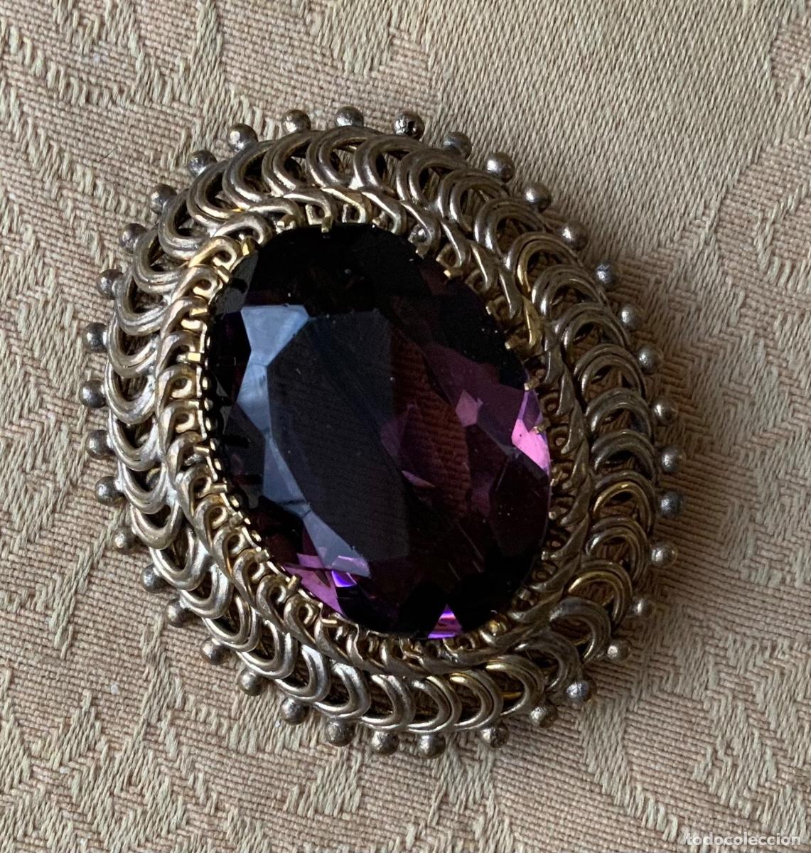 Vintage: ANTIGUO BROCHE CRISTAL MORADO - Foto 2