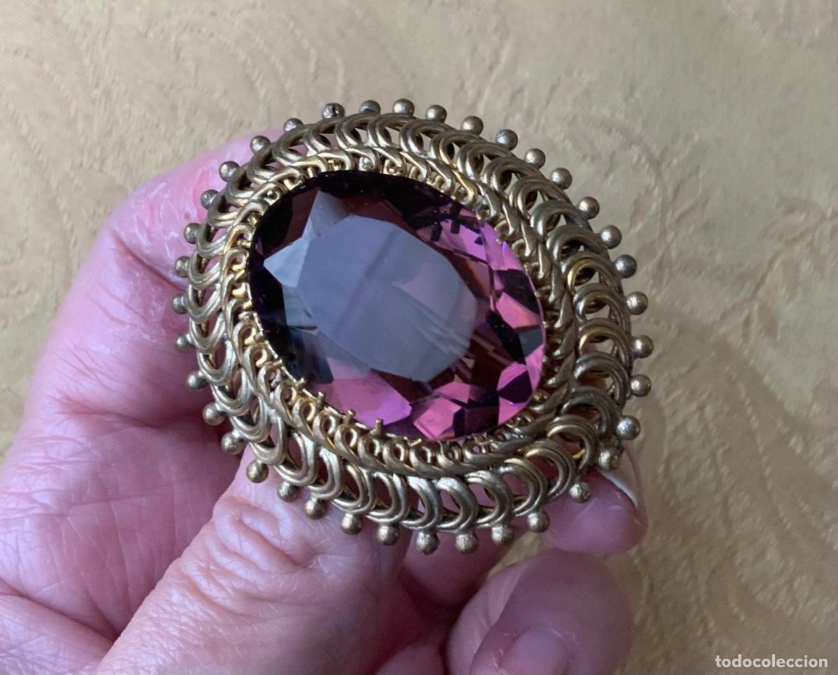 Vintage: ANTIGUO BROCHE CRISTAL MORADO - Foto 3
