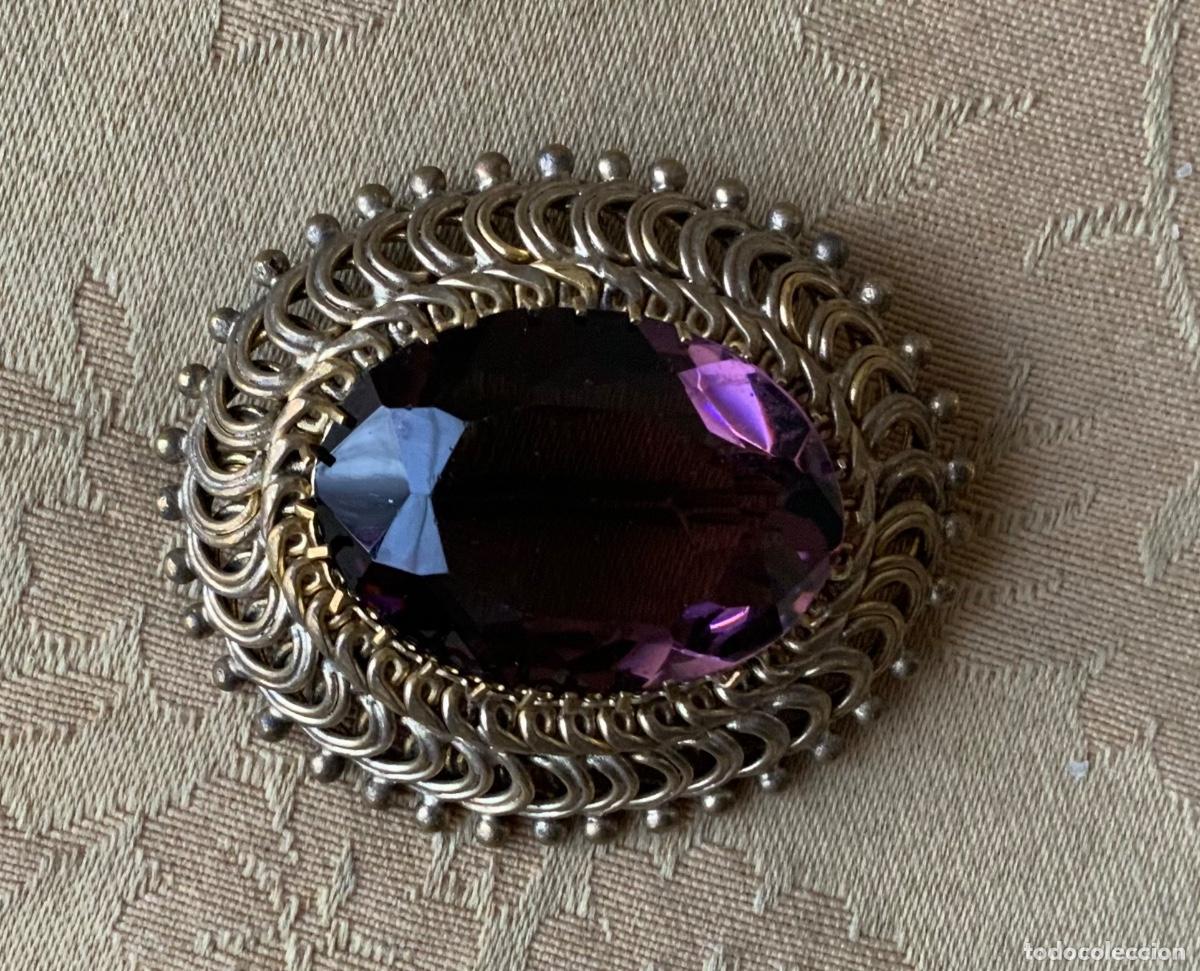 Vintage: ANTIGUO BROCHE CRISTAL MORADO - Foto 4