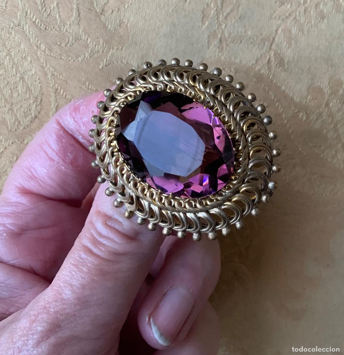 Vintage: ANTIGUO BROCHE CRISTAL MORADO - Foto 5