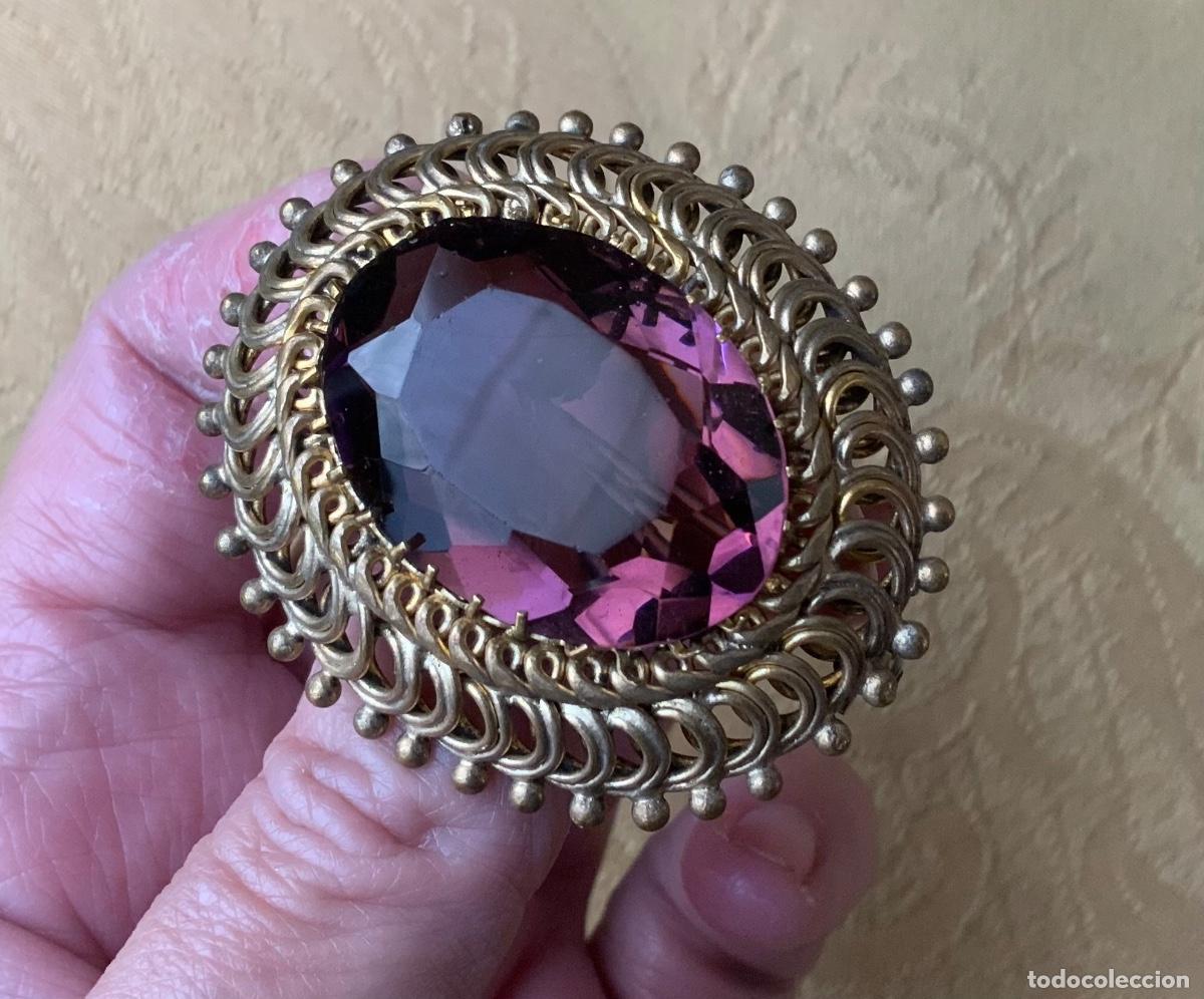Vintage: ANTIGUO BROCHE CRISTAL MORADO - Foto 7