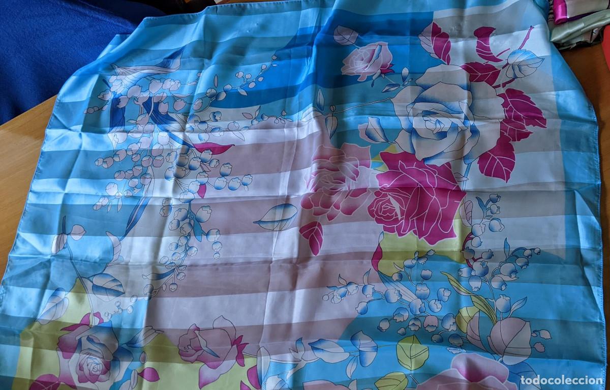Vintage: Pa&ntilde;uelo de cuello de se&ntilde;ora celeste y rosa - Foto 5