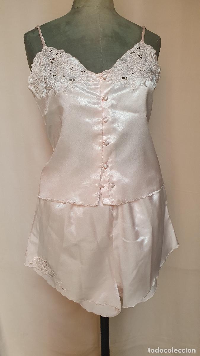 Vintage: Conjunto pijama saten rosa - Foto 3