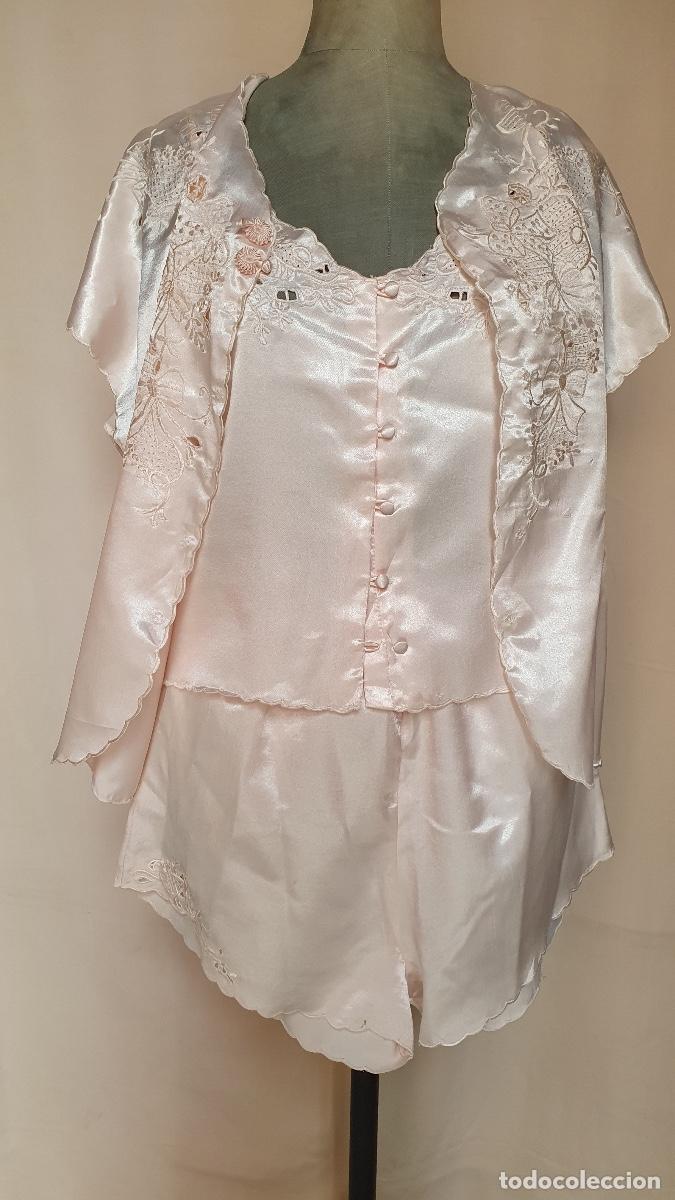 Vintage: Conjunto pijama saten rosa - Foto 5