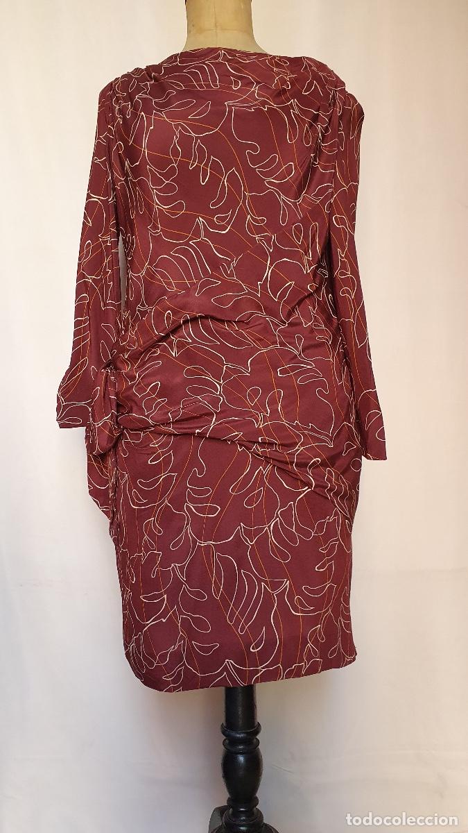 Vintage: Vestido drapeado burdeos - Foto 2