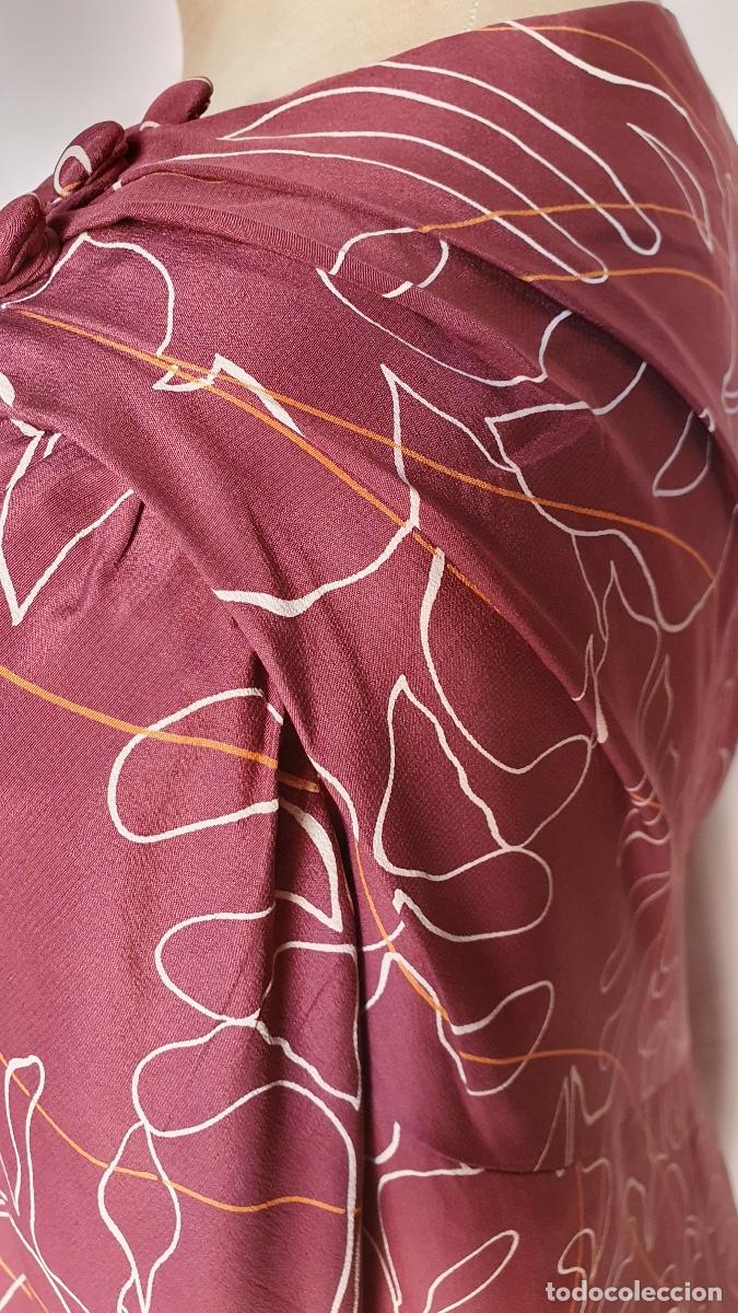 Vintage: Vestido drapeado burdeos - Foto 5