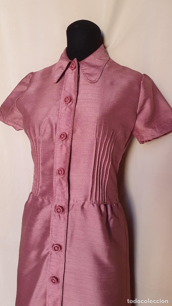 Vintage: Vestido rosa con jaretas - Foto 2