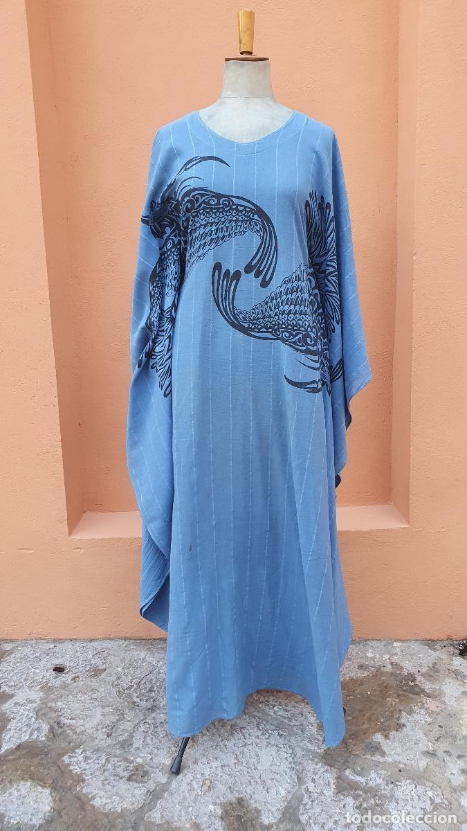 Vintage: Kaftan de algodon azul - Foto 3