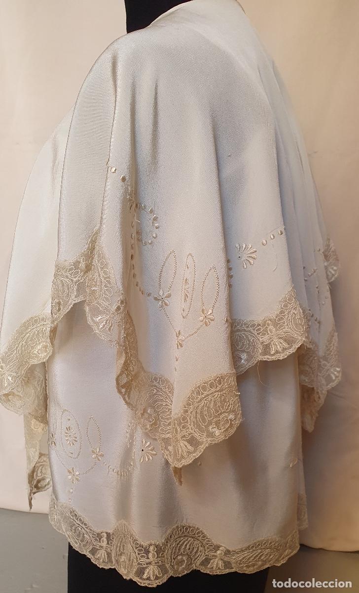 Vintage: Ma&ntilde;anita en raso de seda beige - Foto 2