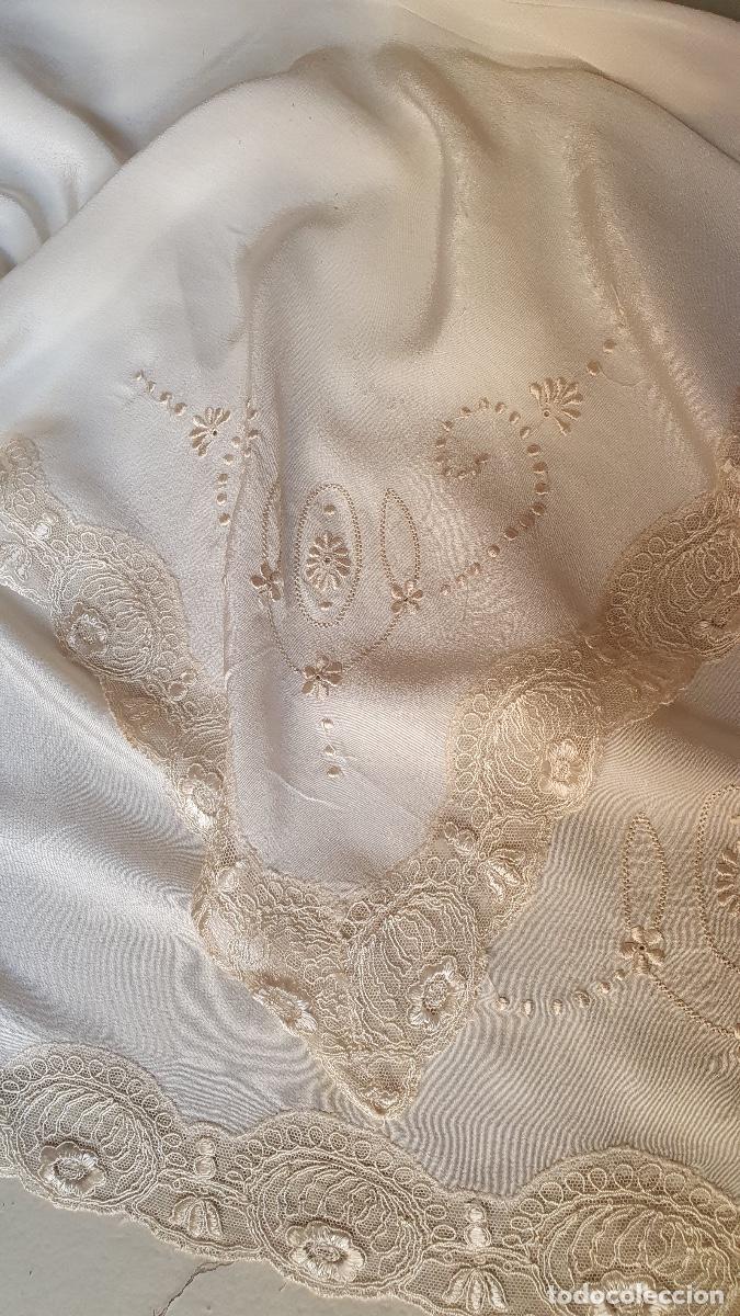 Vintage: Ma&ntilde;anita en raso de seda beige - Foto 4